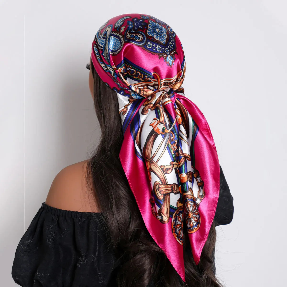 Women's Satin Hair Scarf | Luxury Square Silk Foulard, Hijab & Neckerchief