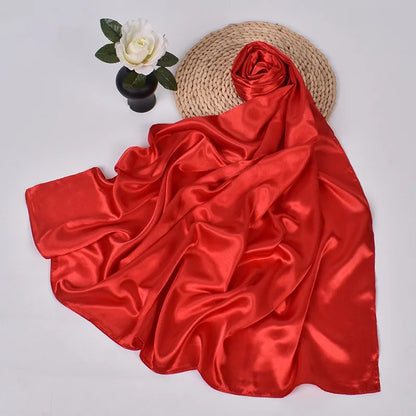 Women's Square Satin Scarf | Silk Feel Hijab, Headband & Shawl