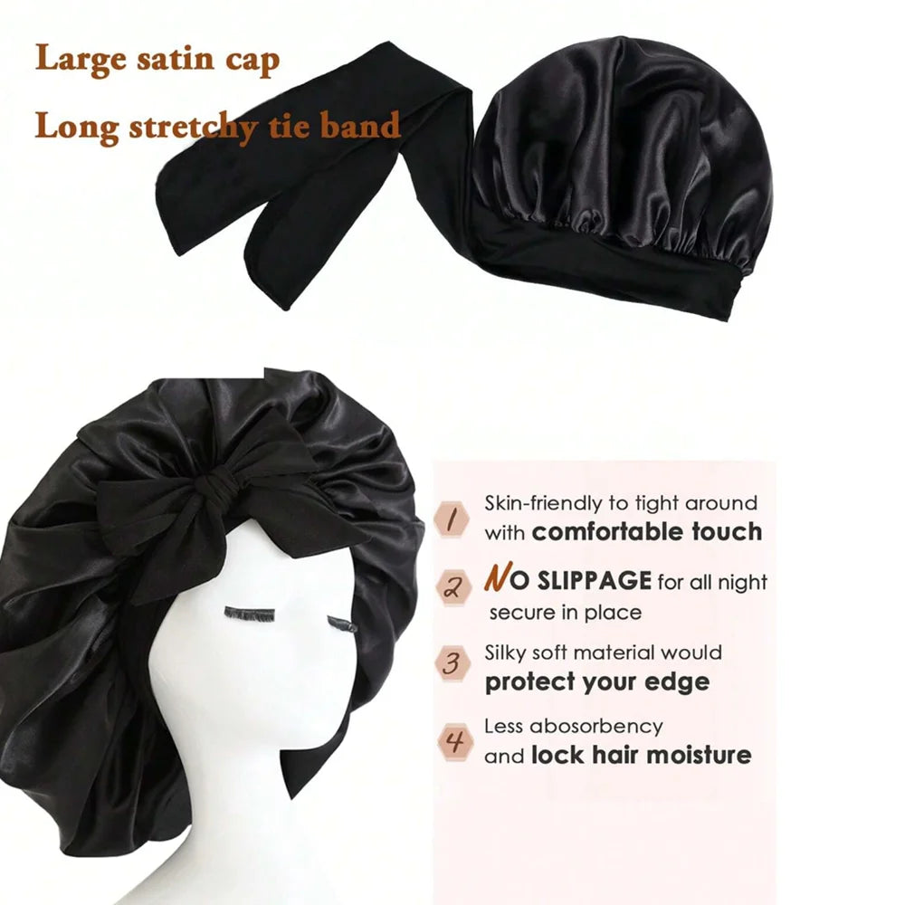 Satin Sleep Bonnet with Tie Band