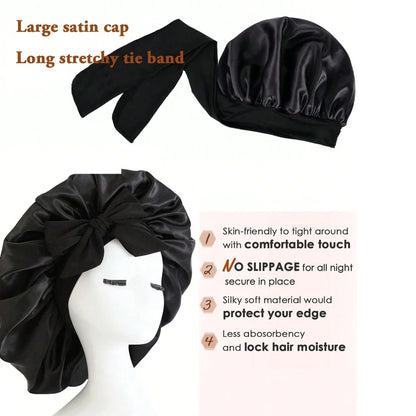 Satin Sleep Bonnet with Tie Band