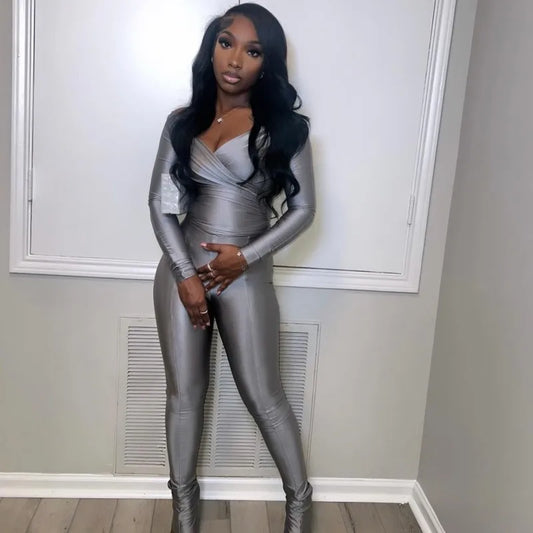 Women's V-Neck Two-Piece Set