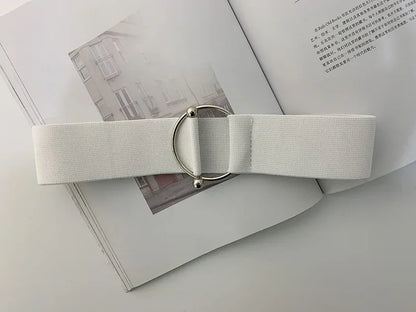 Women's Elastic Round Buckle Belt | Knitted Waist Band for Coats & Sweaters