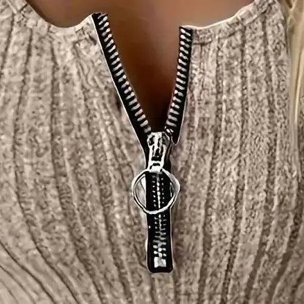 Ladies' Fashionable Temperament Slim Fit Double-Sided Pocket Zipper Solid Color Vest Dress