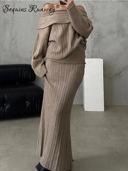 Off-Shoulder Knit Sweater Dress