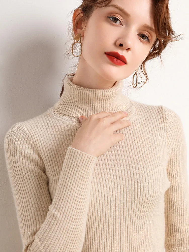 Slim Fit Turtleneck Knit Sweater