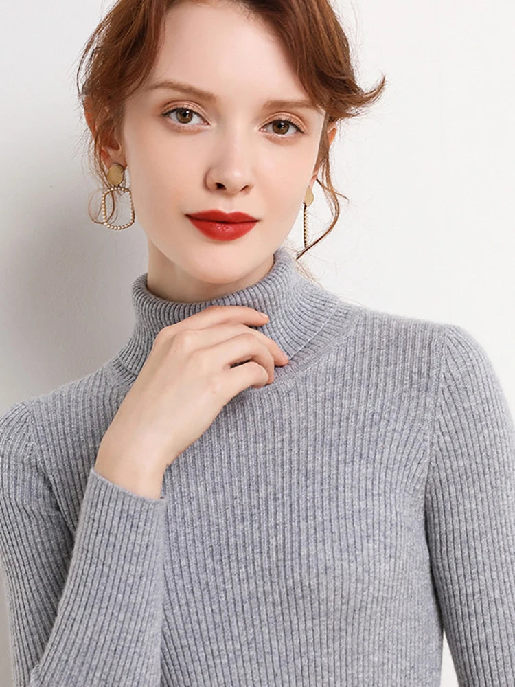 Slim Fit Turtleneck Knit Sweater