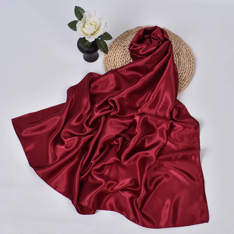 Women's Square Satin Scarf | Silk Feel Hijab, Headband & Shawl