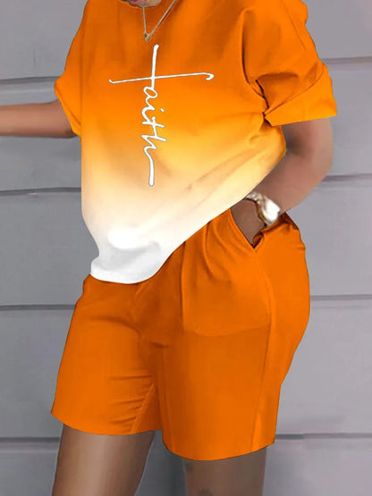 Women's T-Shirt 2 Piece Set Summer Elegant Casual White Short Sleeve Blouses Shorts Pockets Women Suit Streetwear Female Clothes