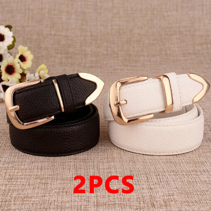 Women's Trousers Belt  Leather Trend White Belt Fashion High Quality Trouser Belts Solid Vintage Pin Buckle Ladies Strap LB2146-