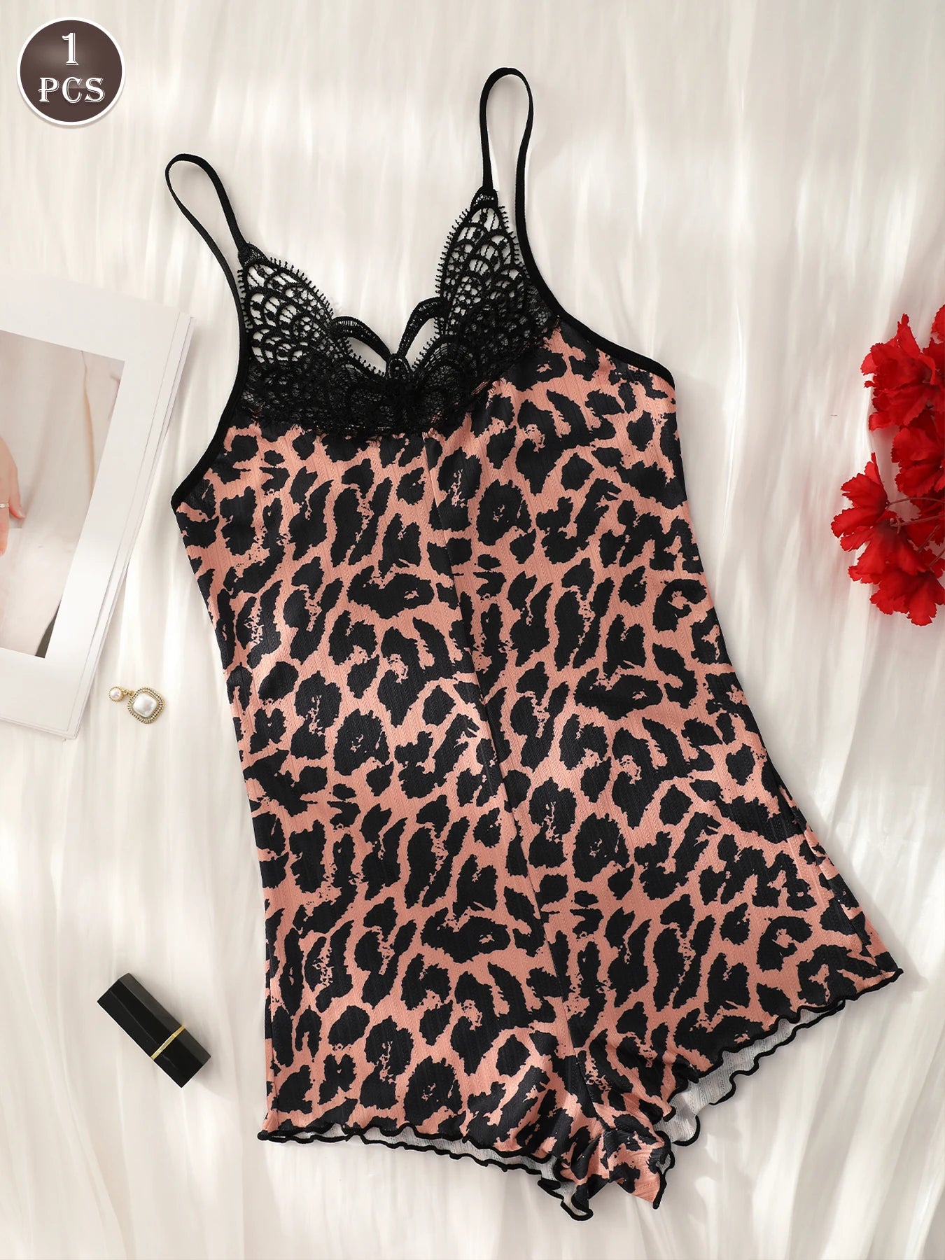1-Piece Women's Sleeveless Pajama Romper Suitable for Sleep and Casual Wear, Women's Loungewear