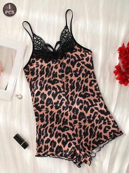 1-Piece Women's Sleeveless Pajama Romper Suitable for Sleep and Casual Wear, Women's Loungewear