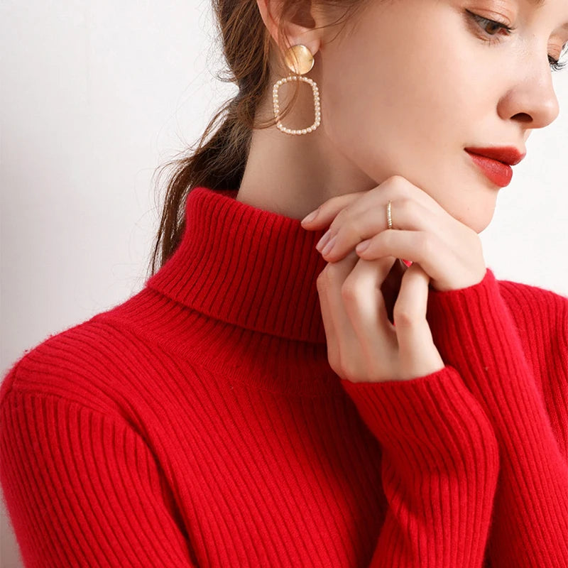 Slim Fit Turtleneck Knit Sweater