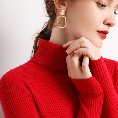 Slim Fit Turtleneck Knit Sweater