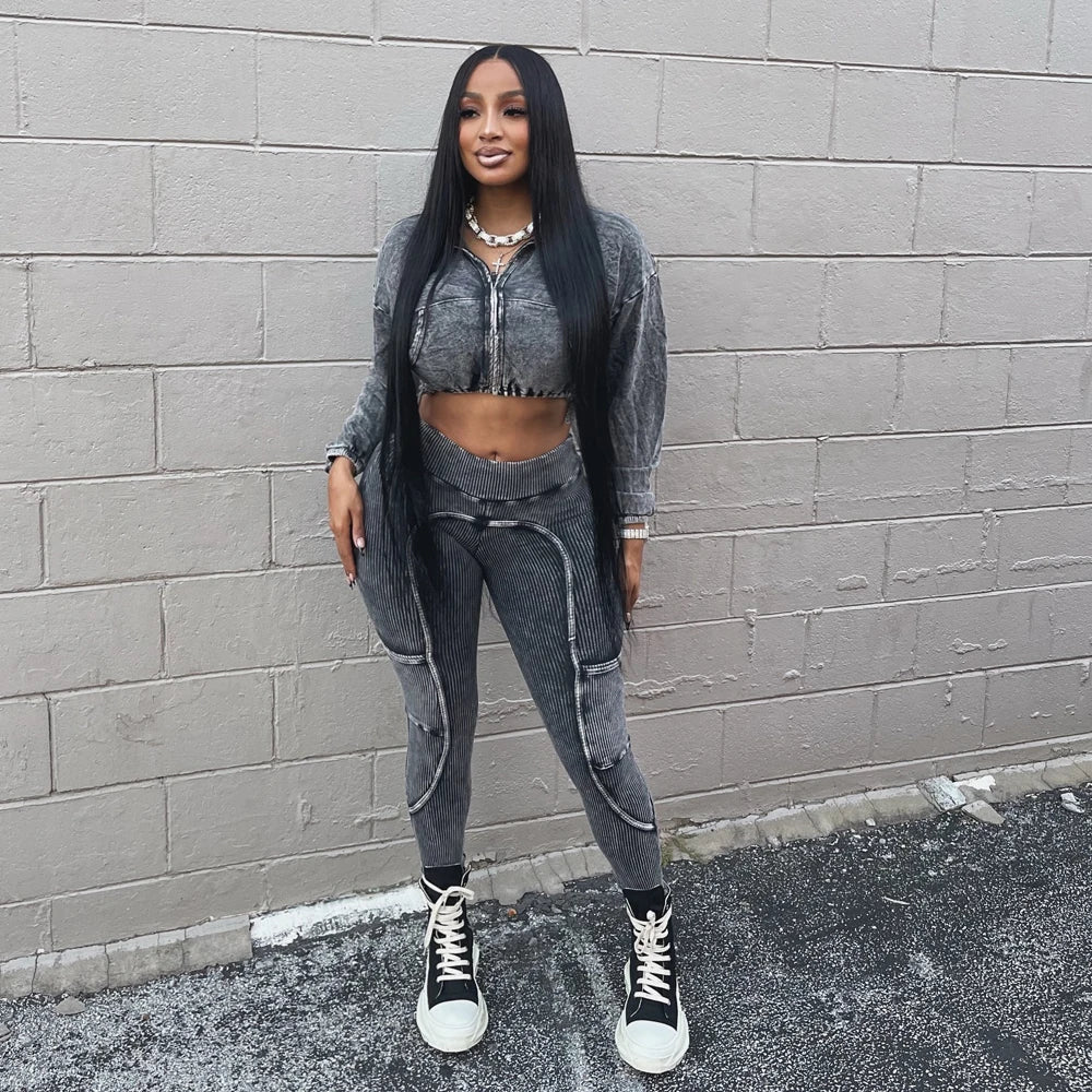 Women's Cropped Zip Jacket and Pants Set