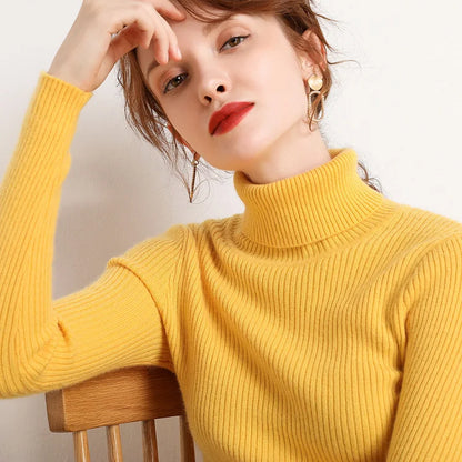 Slim Fit Turtleneck Knit Sweater