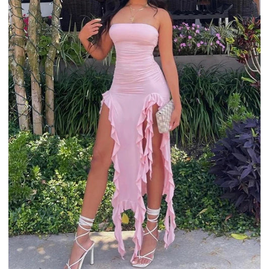 Women's Floral Strapless Mini Dress with Side Detail