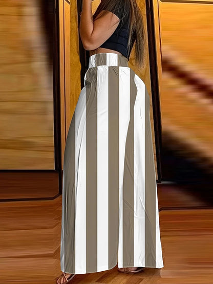 Women's Striped High-Waist Wide-Leg Pants